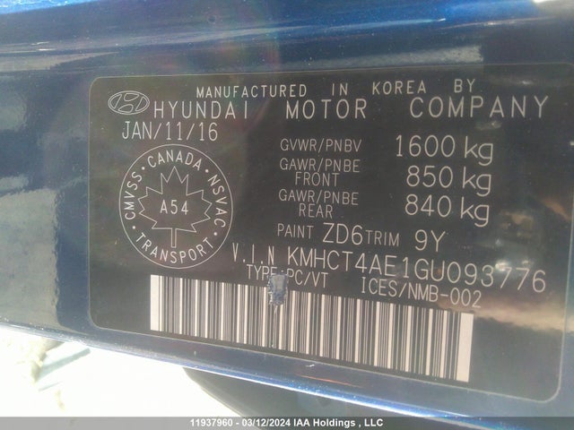 Hyundai ACCENT SE 2016 KMHCT4AE1GU093776 Image 9