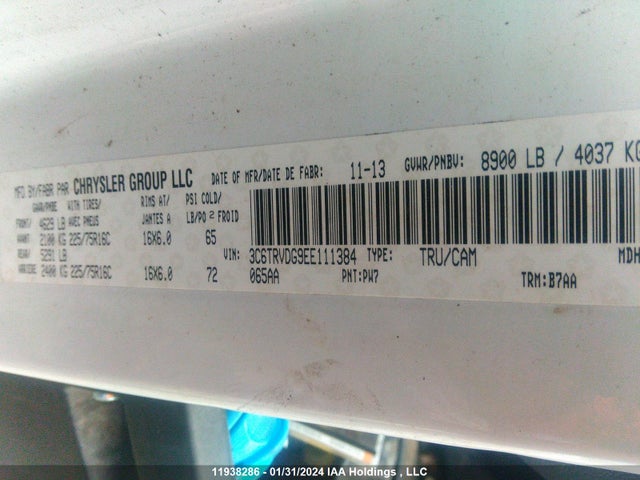 Aukcja sprzedaży 2014 Ram Promaster 2500 High, vin: 3C6TRVDG9EE111384, numer aukcji: 11938286