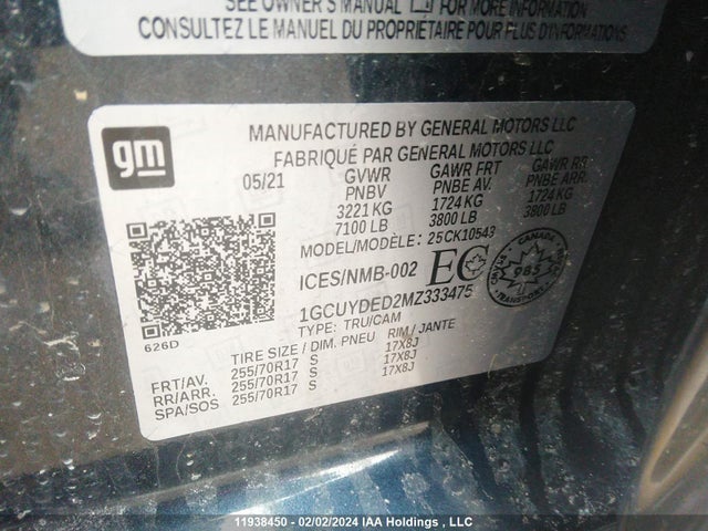 Chevrolet Silverado 1500 2021 1GCUYDED2MZ333475 Image 9