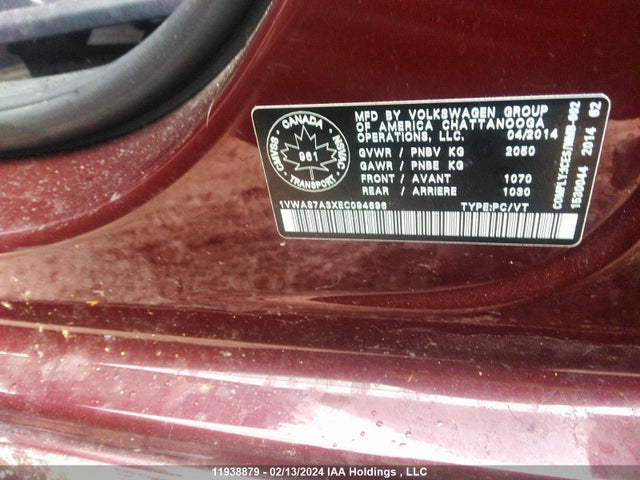 1VWAS7A3XEC094696 Volkswagen PASSAT