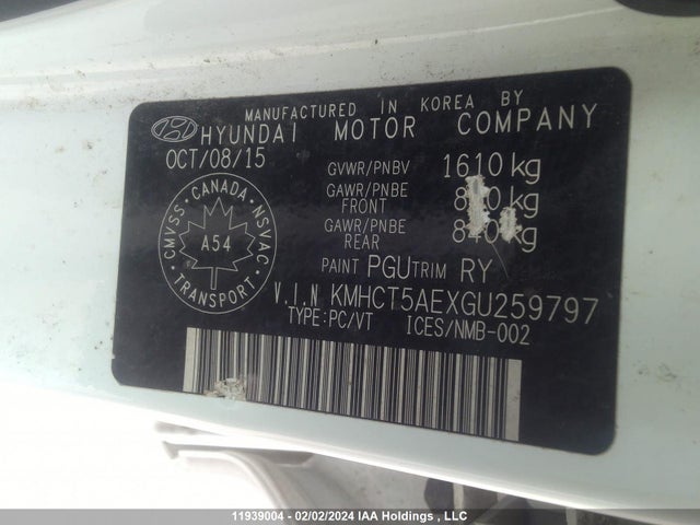 Hyundai ACCENT L 2016 KMHCT5AEXGU259797 Image 9