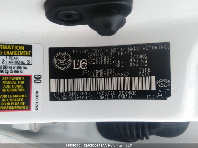 Toyota COROLLA 2014 2T1BURHE5EC202802 Image 9