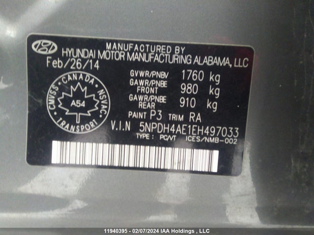 Hyundai ELANTRA GL 2014 5NPDH4AE1EH497033 Image 9