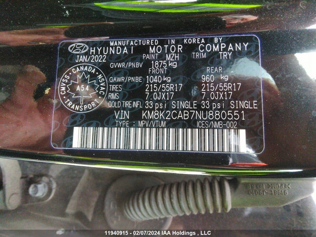 Hyundai Kona Preferred Awd 2022 KM8K2CAB7NU880551 Image 9
