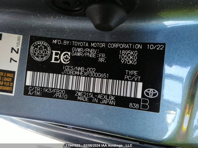 Toyota Corolla Hybrid 2023 JTDBDMHEXP3000651 Image 9