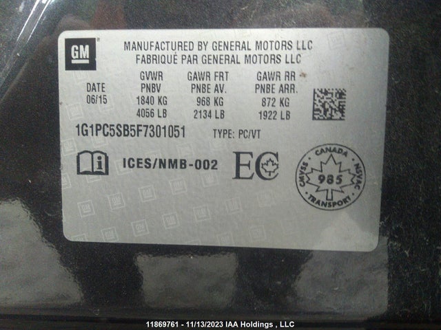 Chevrolet Cruze 1lt 2015 1G1PC5SB5F7301051 Image 9