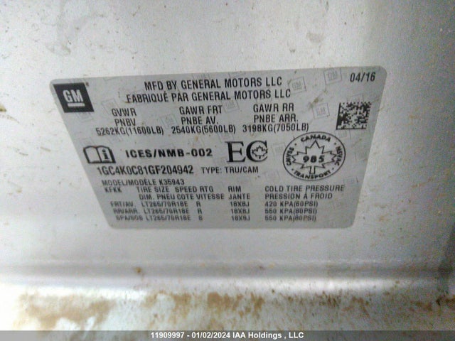 Chevrolet SILVERADO 3500HD 2016 1GC4K0C81GF204942 Image 9