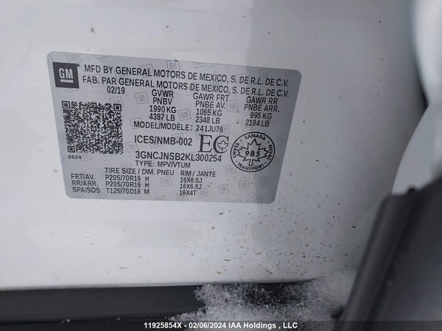 Chevrolet Trax 2019 3GNCJNSB2KL300254 Image 9