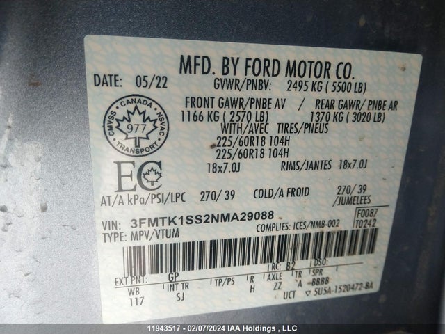 Ford Mustang Mach-e Select 2022 3FMTK1SS2NMA29088 Image 9