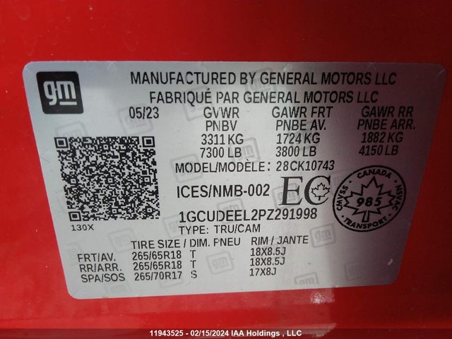 Chevrolet Silverado 1500 2023 1GCUDEEL2PZ291998 Image 9