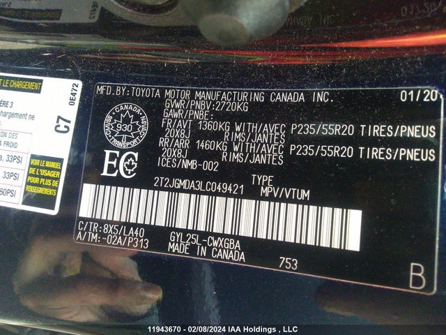2T2JGMDA3LC049421 Lexus RX 450H