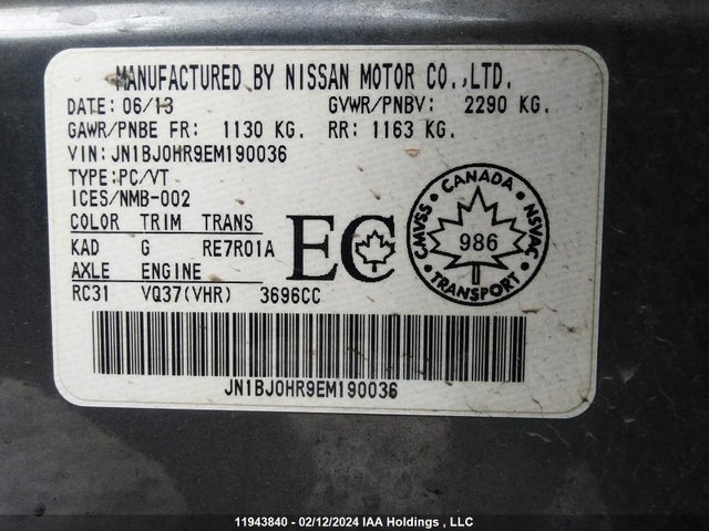 JN1BJ0HR9EM190036 Infiniti QX50