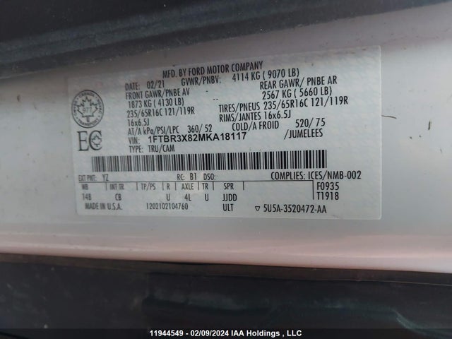 Ford Transit T-250 2021 1FTBR3X82MKA18117 Image 9