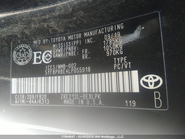 Toyota Corolla L/le/xle 2020 5YFBPRBE4LP055918 Image 9