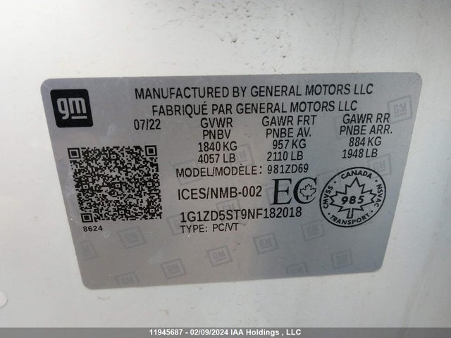 1G1ZD5ST9NF182018 Chevrolet Malibu