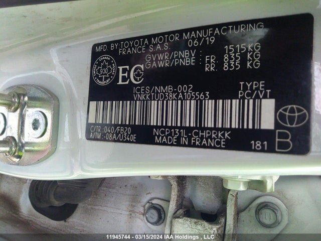 Toyota YARIS LE 2019 VNKKTUD38KA105563 Image 9
