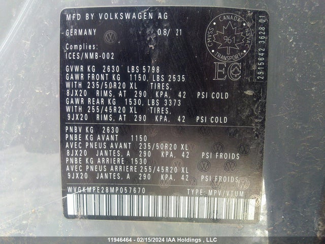 WVGKMPE28MP057670 Volkswagen ID.4 PRO S