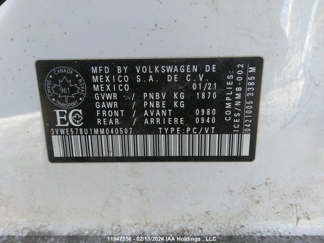 3VWE57BU1MM040507 Volkswagen JETTA SEL