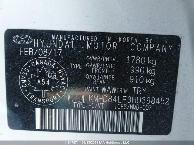 Hyundai ELANTRA GL 2017 KMHD84LF3HU398452 Image 9