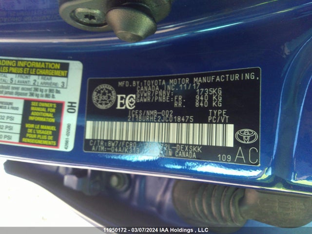 Toyota COROLLA SE 2018 2T1BURHE2JC018475 Image 9