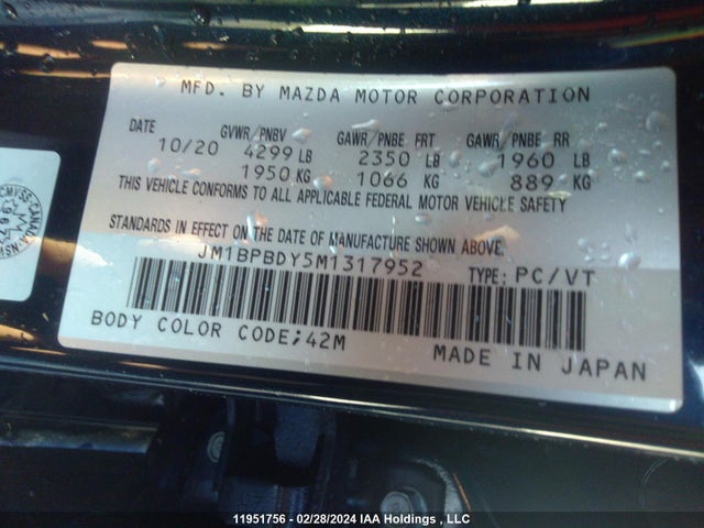 JM1BPBDY5M1317952 Mazda 3 Premium