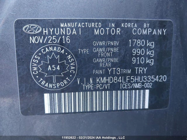 Hyundai ELANTRA GL 2017 KMHD84LF5HU335420 Image 9