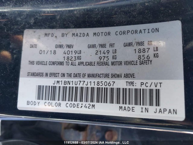 JM1BN1U77J1185067 Mazda 3 SPORT