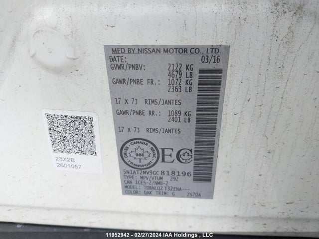 Nissan Rogue 2016 5N1AT2MV9GC818196 Image 43
