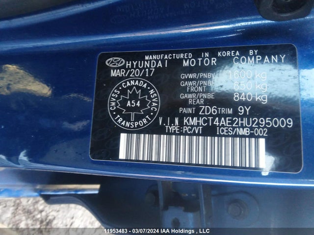Hyundai ACCENT SE 2017 KMHCT4AE2HU295009 Image 9