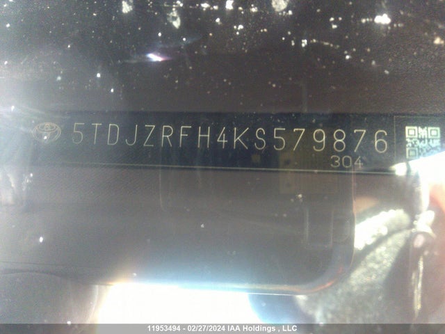 Toyota Highlander Se/xle 2019 5TDJZRFH4KS579876 Image 9