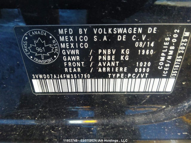 3VWD07AJ4FM351790 Volkswagen JETTA SE