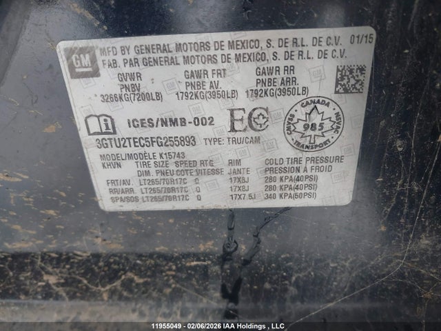 3GTU2TEC5FG255893 GMC Sierra K1500