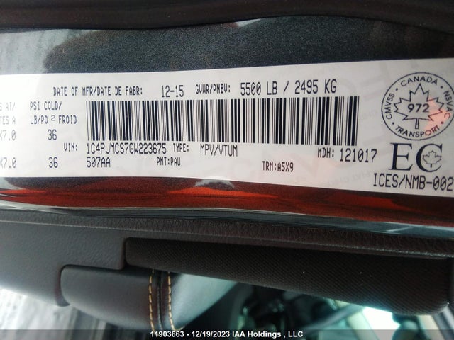 1C4PJMCS7GW223675 Jeep Cherokee North