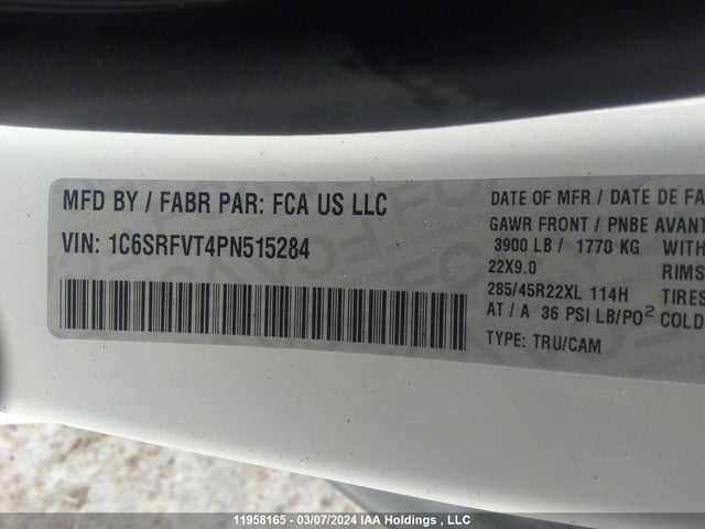 1C6SRFVT4PN515284 RAM 1500 Sport