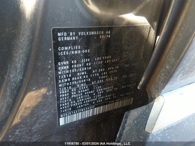WVGJV7AX7FW534432 Volkswagen TIGUAN