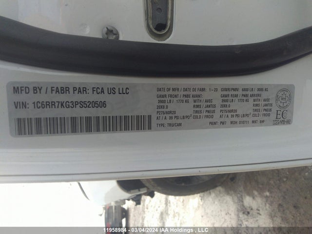 1C6RR7KG3PS520506 RAM 1500 Classic Tradesman