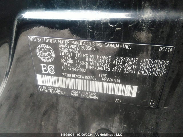 Toyota RAV4 LE 2014 2T3BFREVXEW188383 Image 9