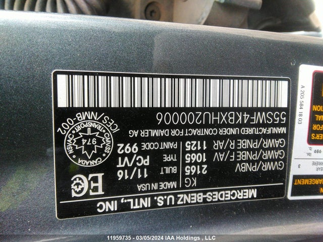 55SWF4KBXHU200006 Mercedes-Benz C-Class