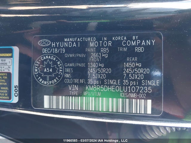 Hyundai Palisade Limited 2020 KM8R5DHE0LU107235 Image 9