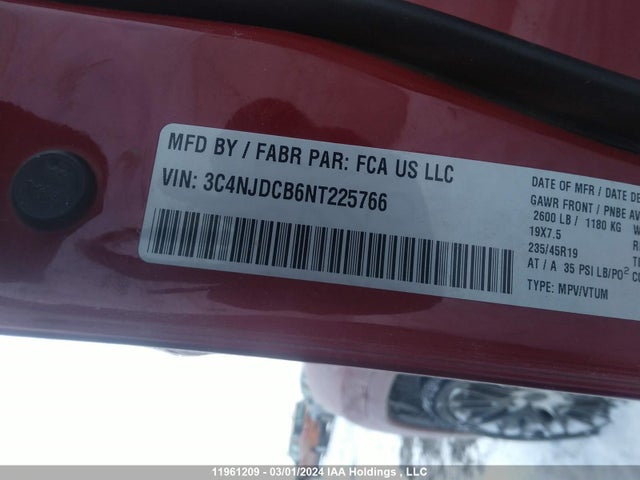 3C4NJDCB6NT225766 Jeep Compass Limited