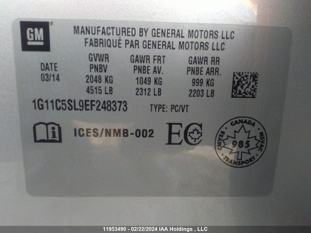 1G11C5SL9EF248373 Chevrolet Malibu