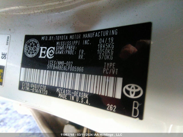 Toyota Corolla Se/xse 2020 5YFB4RBE6LP005966 Image 9