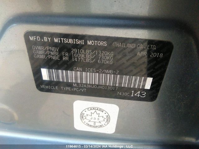 ML32A3HJ0JH013017 Mitsubishi MIRAGE ES