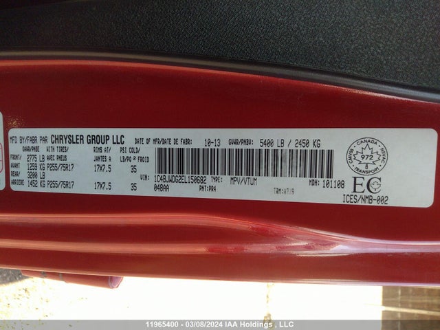 1C4BJWDG2EL150682 Jeep Wrangler Unlimited Sport