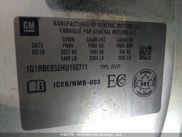 Chevrolet Volt Premier 2017 1G1RB6S52HU100711 Image 9