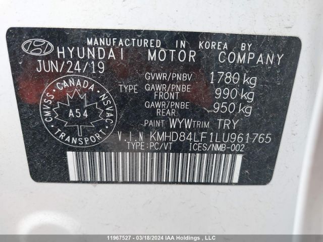 KMHD84LF1LU961765 Hyundai Elantra Sel/value/limited