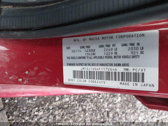 JM1GJ1V64F1172646 Mazda MAZDA6
