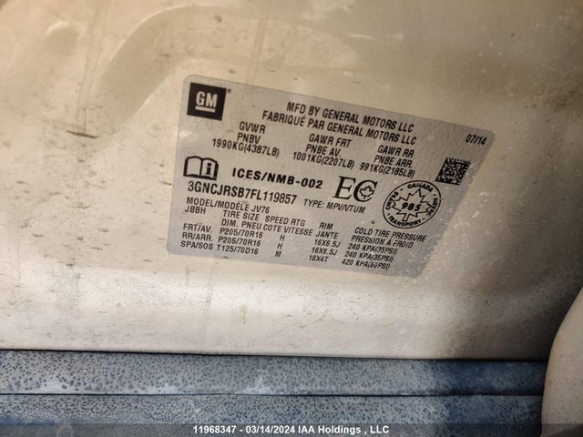 Chevrolet Trax 2015 3GNCJRSB7FL119857 Image 10