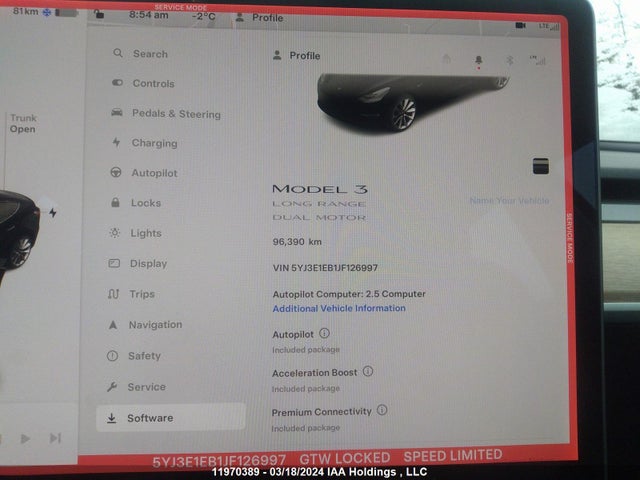 11970389 :رقم المزاد ، 5YJ3E1EB1JF126997 vin ، 2018 Tesla Model 3 Long Range/performance مزاد بيع