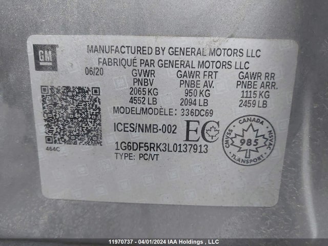 1G6DF5RK3L0137913 Cadillac CT4